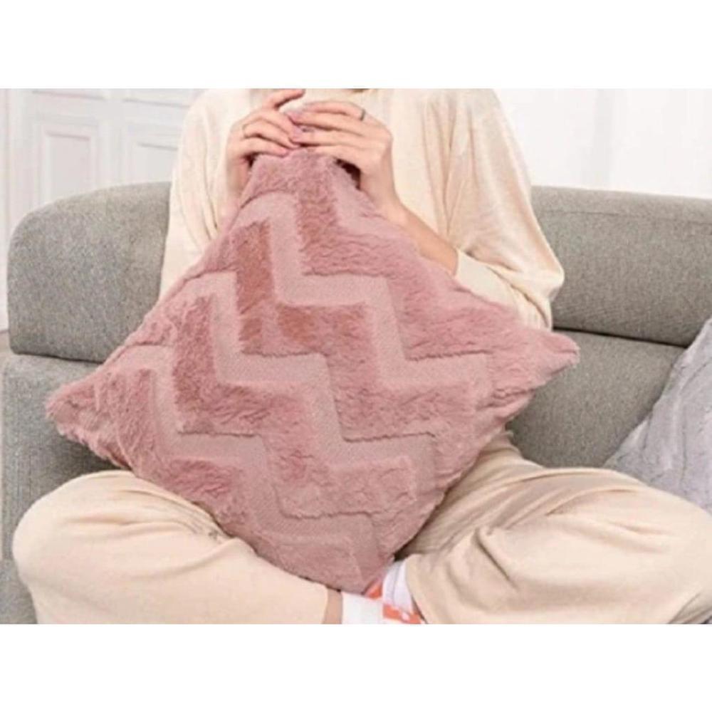 Plush Pillow Cover In Muted Pink
